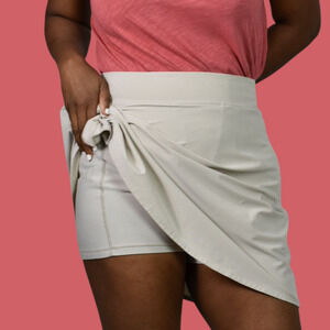 Athleta Brooklyn Heights Skort Beige Skirt High Rise Mini Shorts Pockets Plus 14